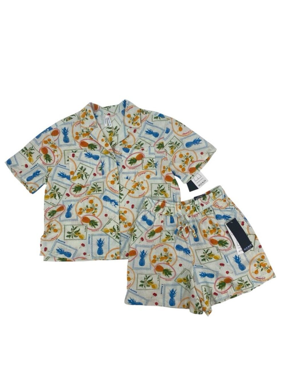 Deja Bleu Women's Size M Pajama Set Loungewear Sleepwear Tropical Fruit NWT